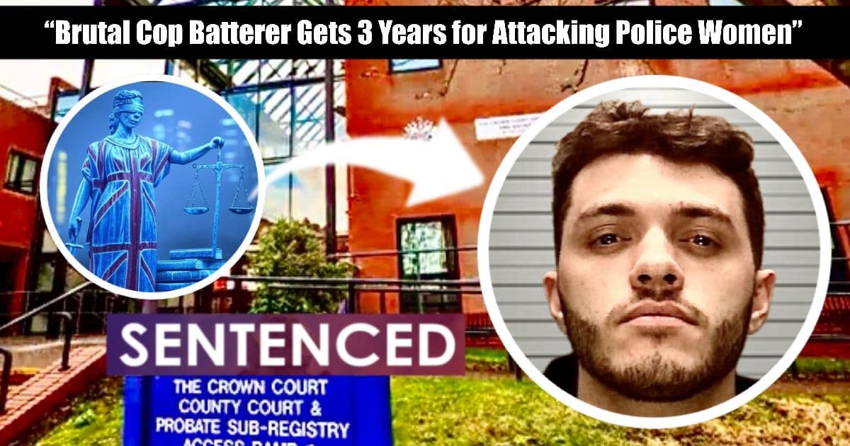 News thumbnail showing brutal cop batterer