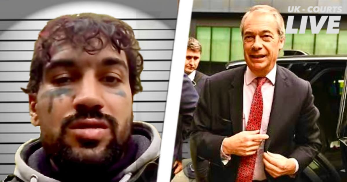 Video production News thumbnail showing Nigel Farage and Fayaz Khan
