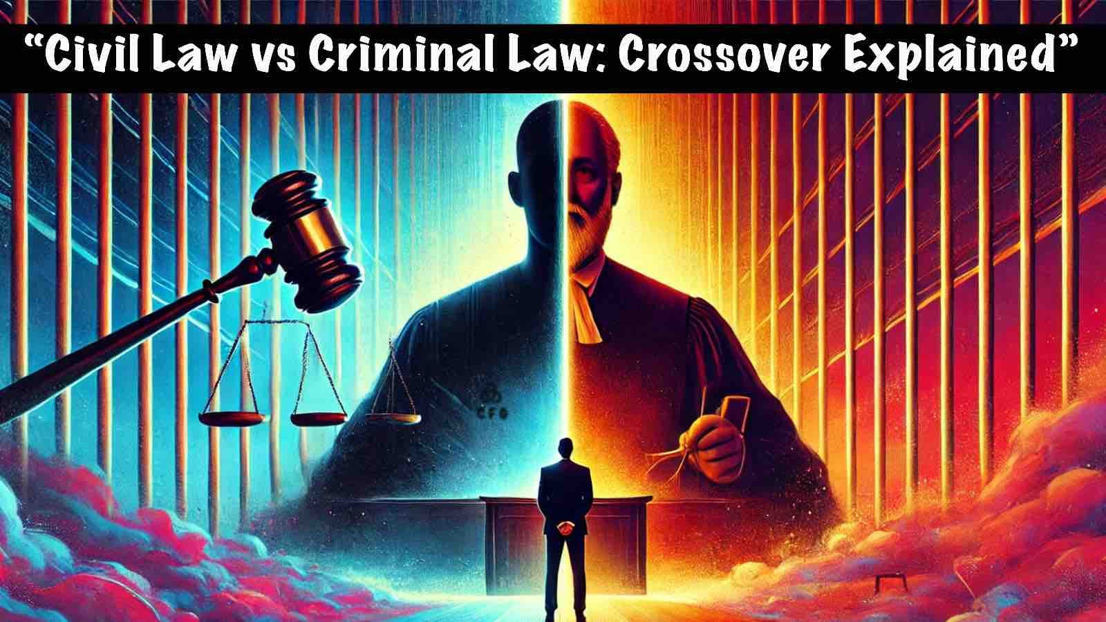 Image Of A Judge With Background Representing Crossing Boundaries Between Civil And Criminal Law