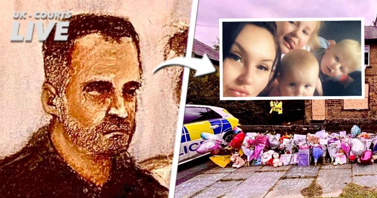 Professional Video Production News thumbnail featuring court image of suspect and photo of family 