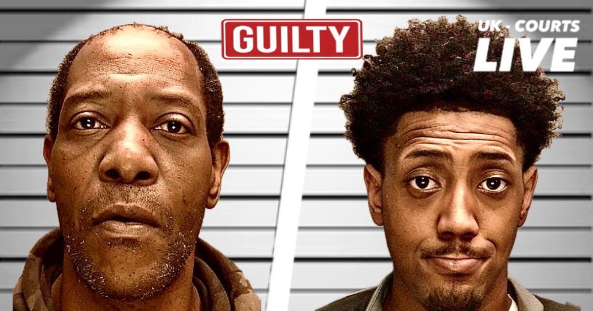 Striking & professional news thumbnail showing police mugshots of jailed drug dealers.