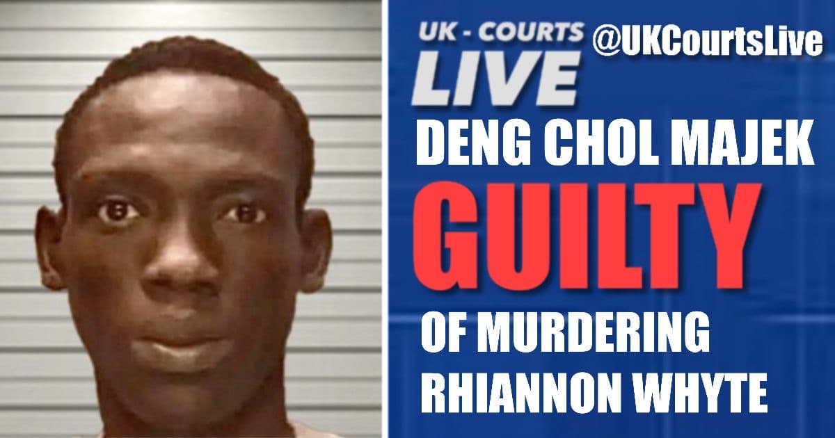Video Production News thumbnail featuring striking custody photo of  🔴  ASYLUM SEEKER FOUND GUILTY OF BRUTAL HOTEL WORKER MURDER to the left with  headline to the right in red and white text against professional blue background 