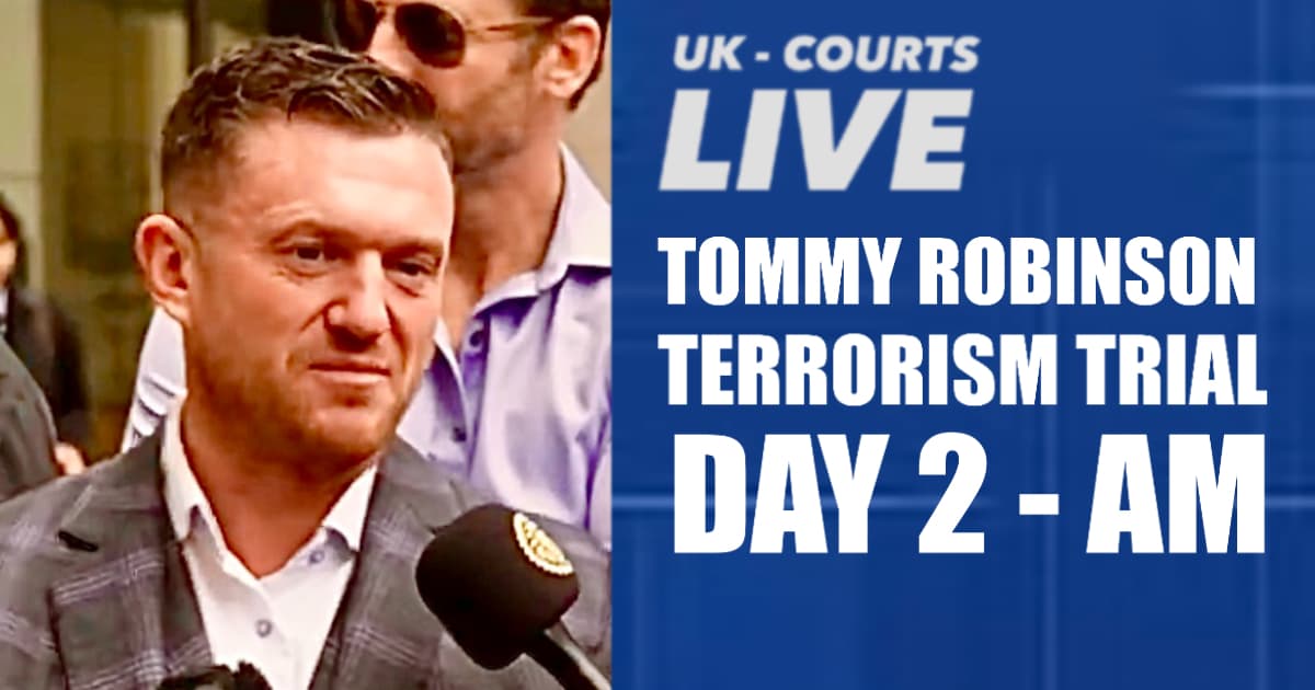 Thumbnail of picture of Tommy Robinson arriving at Westminster’s Magistrate’s Court