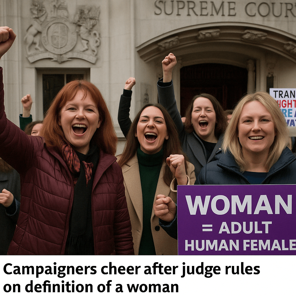 Women cheer after judge rules on definition of a women