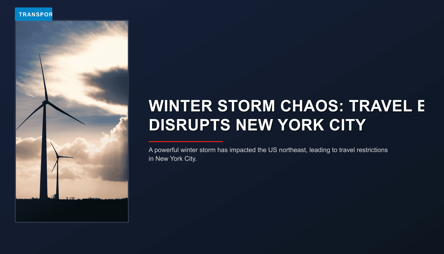 News graphic: A powerful winter storm has impacted the US northeast, leading to travel restrictions in New York Ci