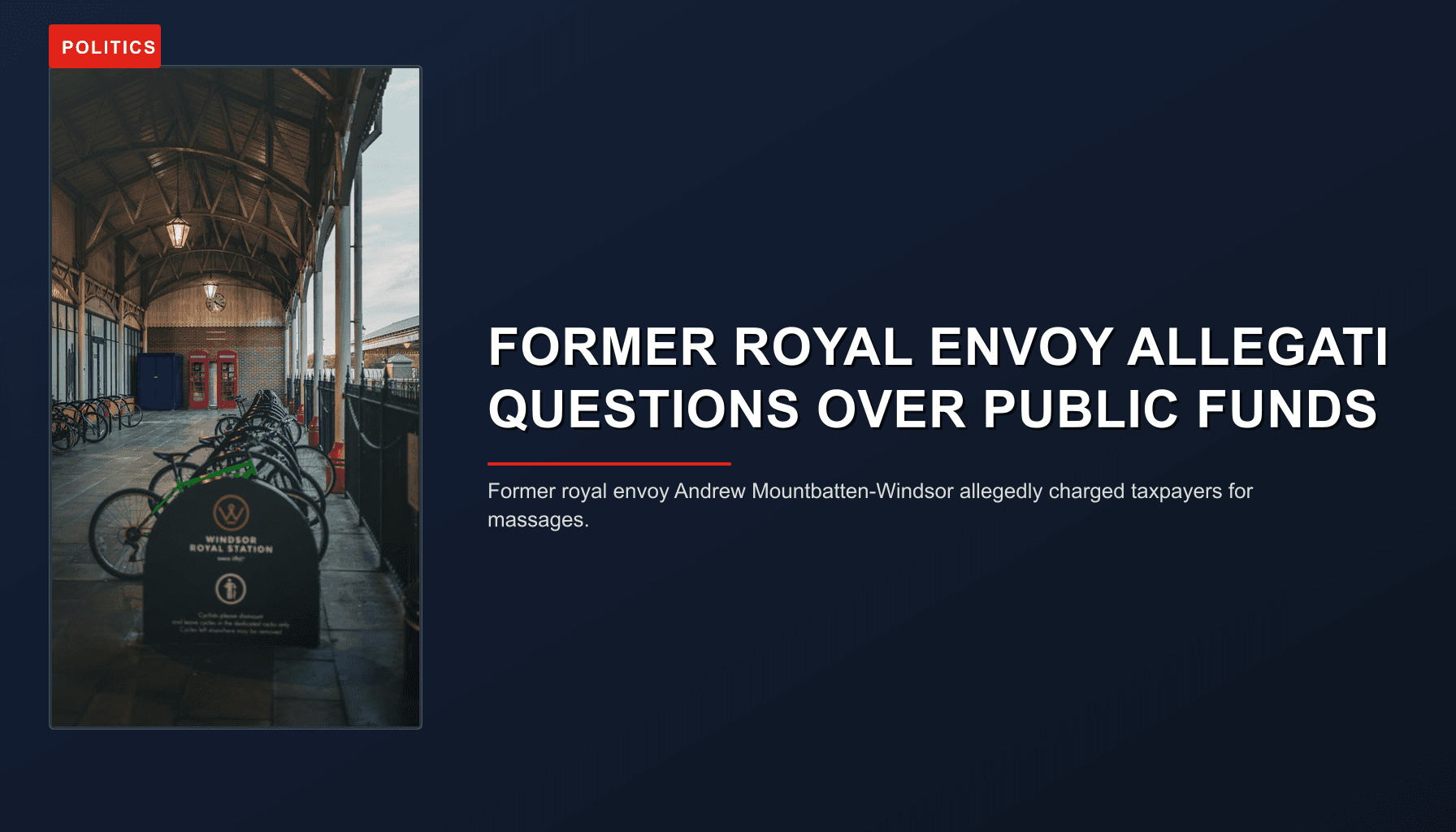 News graphic: Former royal envoy Andrew Mountbatten-Windsor allegedly charged taxpayers for massages.