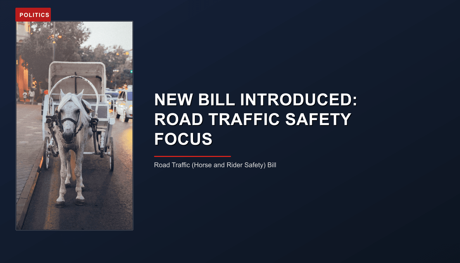 POLITICS: NEW BILL INTRODUCED: ROAD TRAFFIC SAFETY FOCUS — VPNews