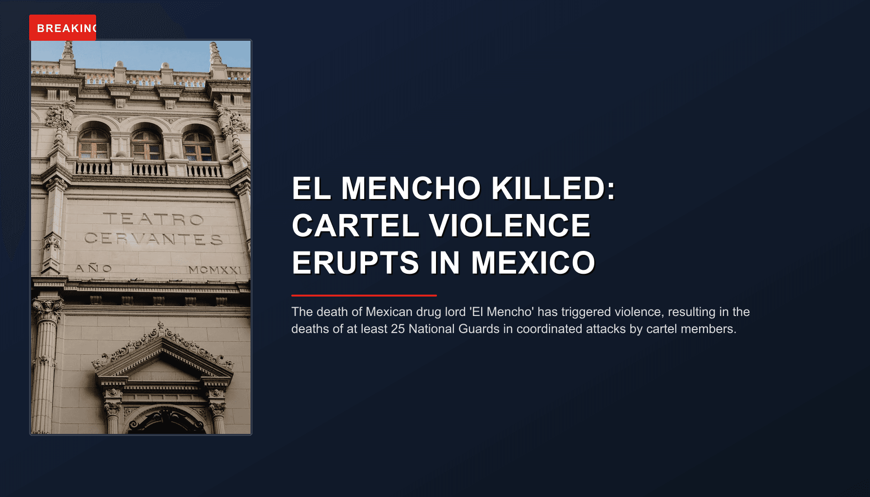 BREAKING: EL MENCHO KILLED: CARTEL VIOLENCE ERUPTS IN MEXICO — VPNews