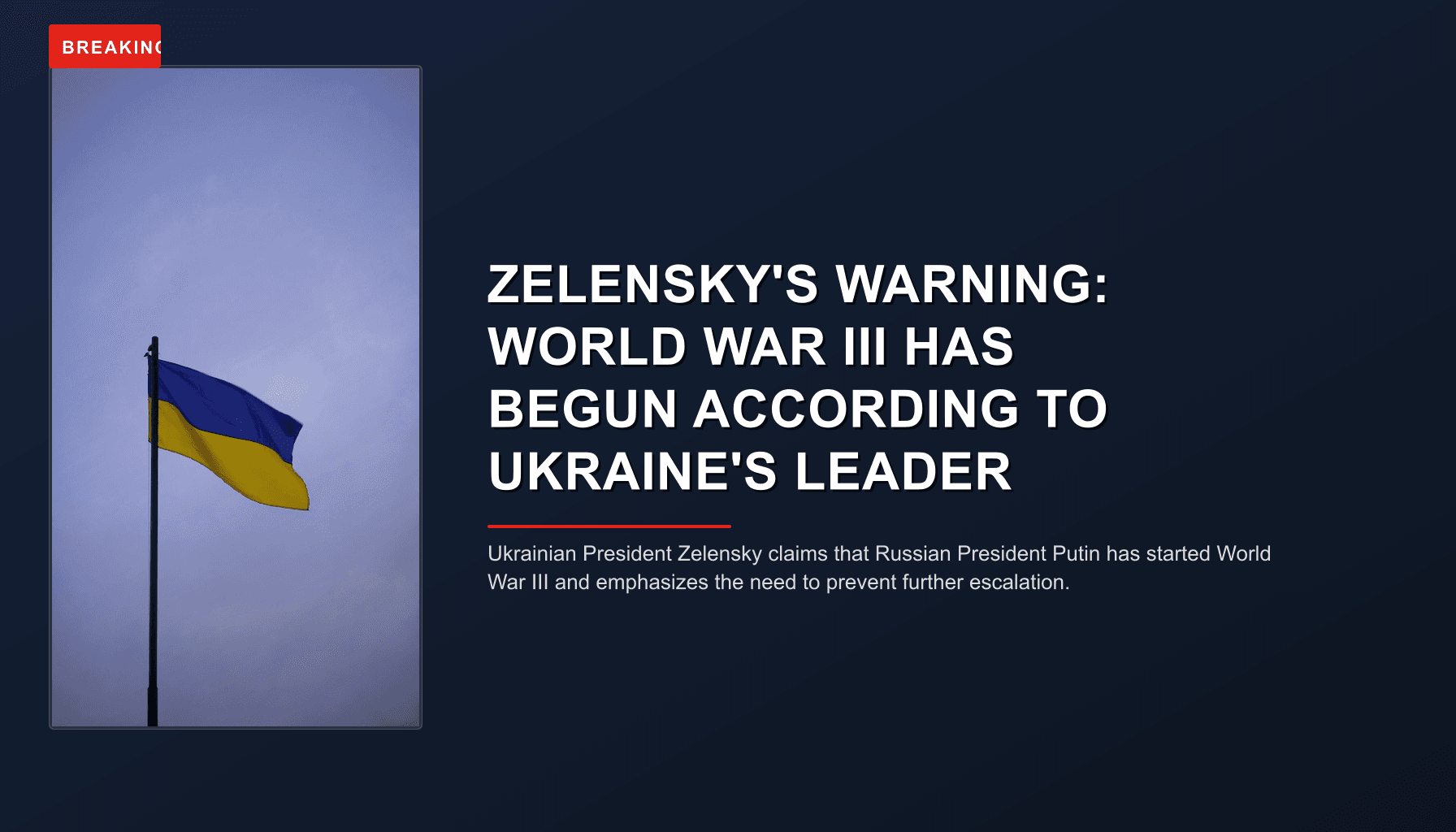 BREAKING: ZELENSKY'S WARNING: WORLD WAR III HAS BEGUN ACCORDING TO UKRAINE'S LEADER — VPNews