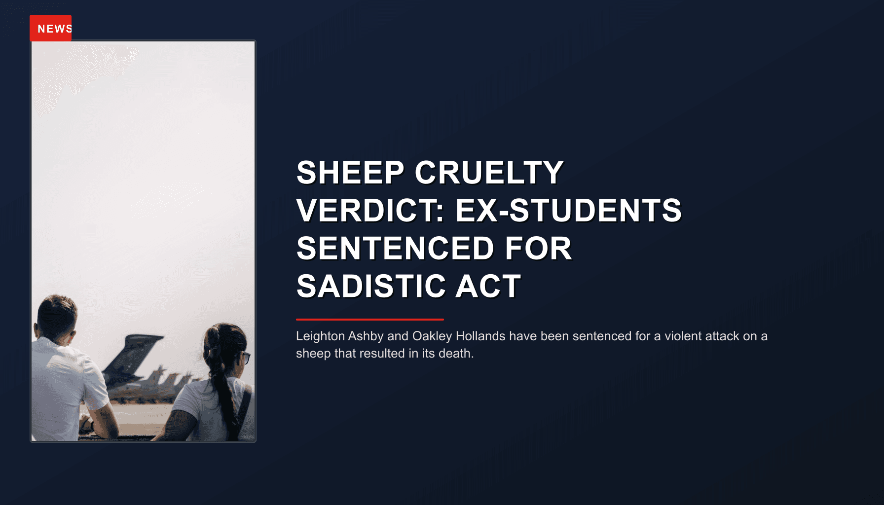 NEWS: SHEEP CRUELTY VERDICT: EX-STUDENTS SENTENCED FOR SADISTIC ACT — VPNews