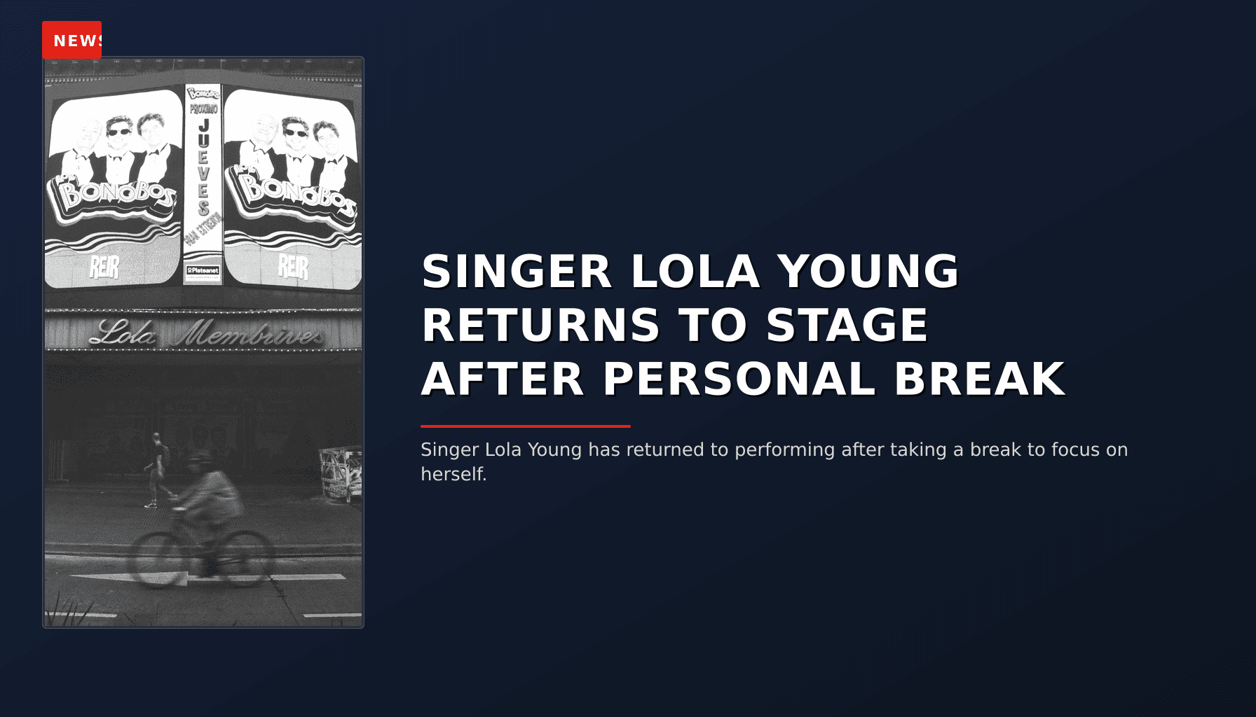 NEWS: SINGER LOLA YOUNG RETURNS TO STAGE AFTER PERSONAL BREAK — VPNews