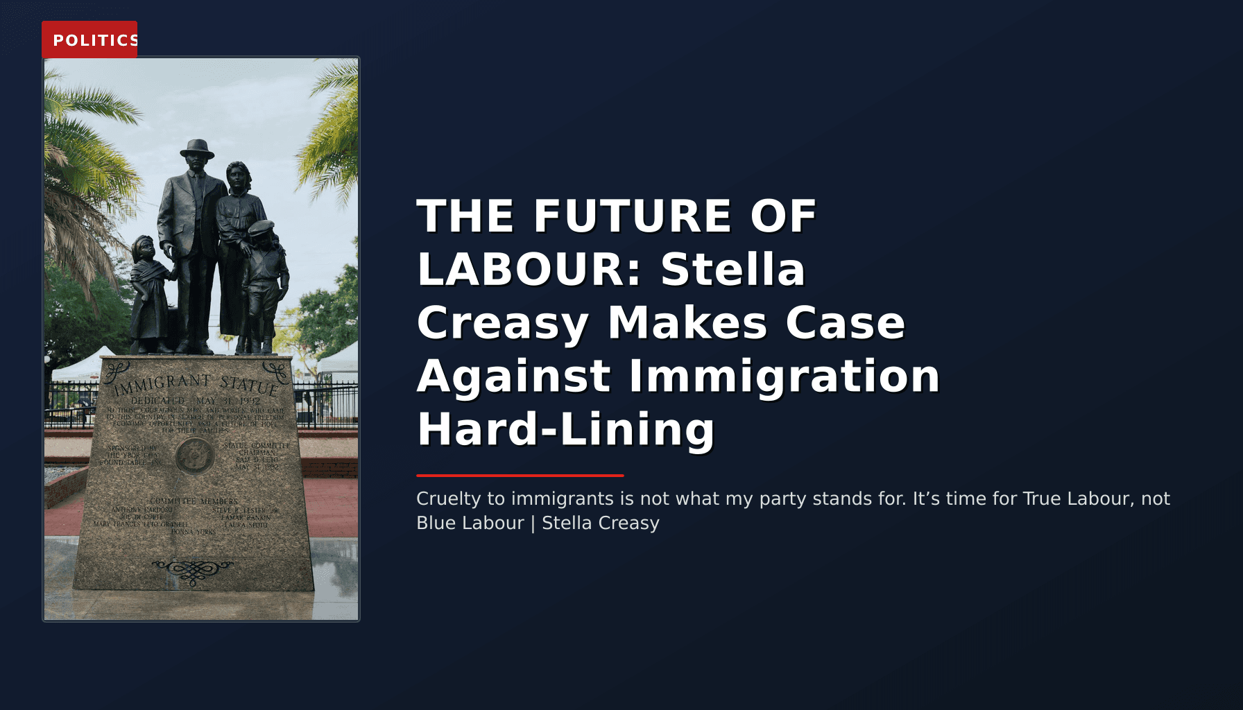 POLITICS: THE FUTURE OF LABOUR: Stella Creasy Makes Case Against Immigration Hard-Lining — VPNews
