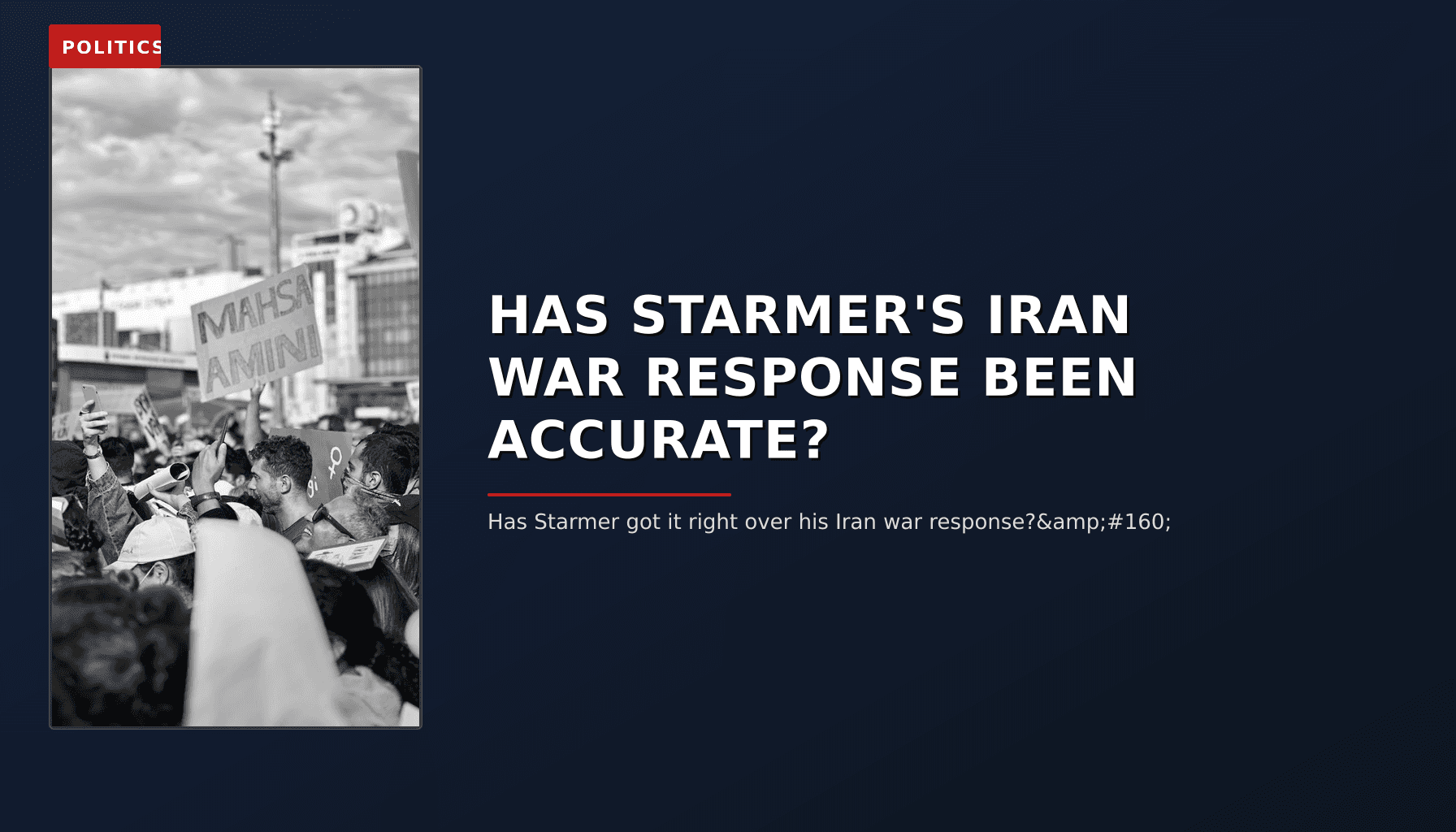 POLITICS: HAS STARMER'S IRAN WAR RESPONSE BEEN ACCURATE? — VPNews