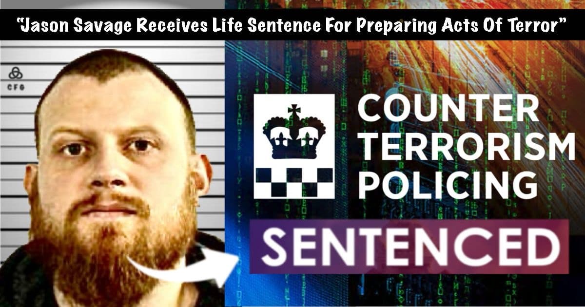 Jason Savage Police photo against a counter terrorism logo