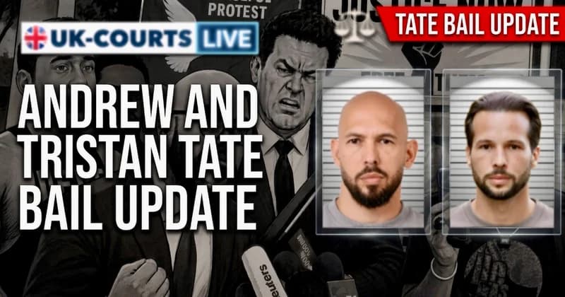 Image of Andrew and Tristan Tates Lawyet outside a Miami Courthouse