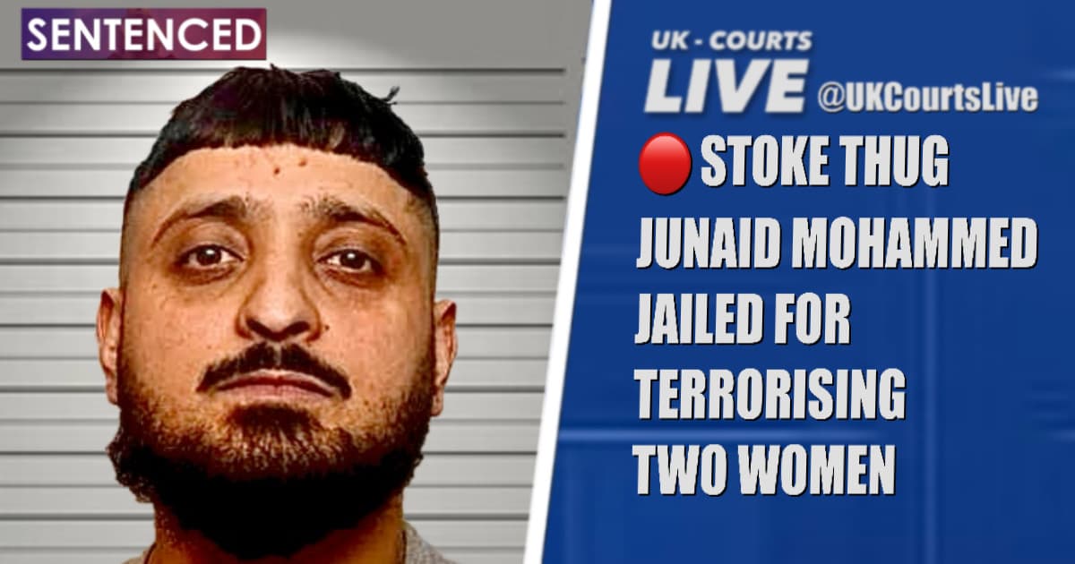 Junaid Mohammed, 27, mugshot as Stoke-on-Trent thug is jailed for 34 months for assault, death threats and terrorising two women #StokeCrime