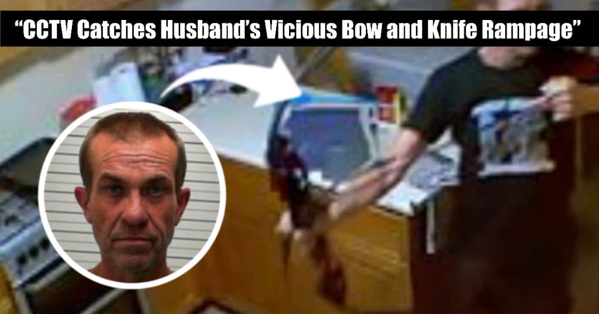 Professional news thumbnail image showing would be killer who attacked wife with hunting bow and knife