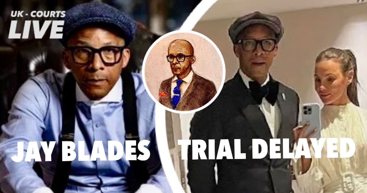 Professional Video Production News thumbnail showing rape-accused Jay Blades in publicity photo to the left and with estranged fitness instructor wife to the right.