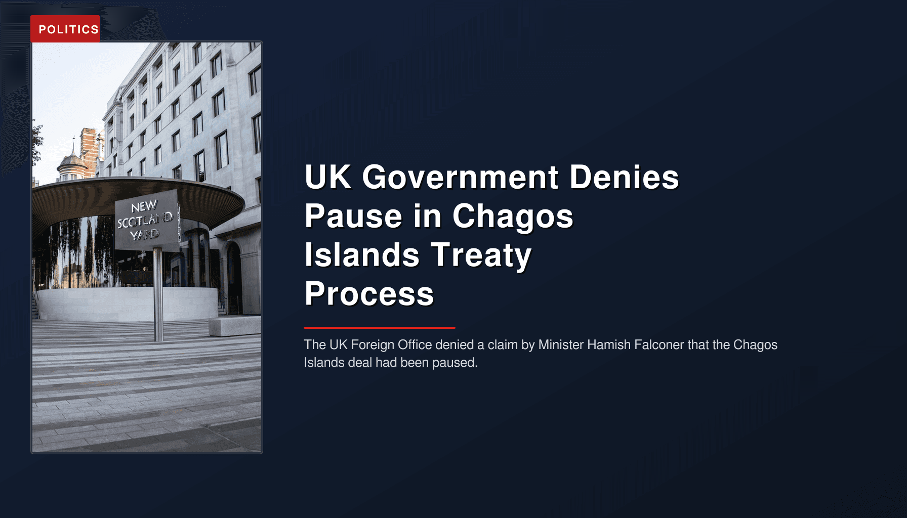 UK Government Denies Pause in Chagos Islands Treaty Process
