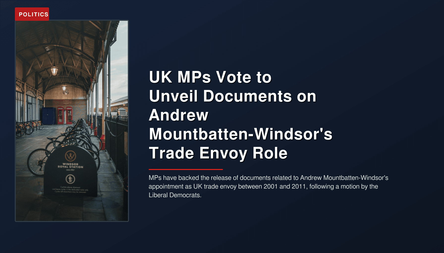 UK MPs Vote to Unveil Documents on Andrew Mountbatten-Windsor's Trade Envoy Role