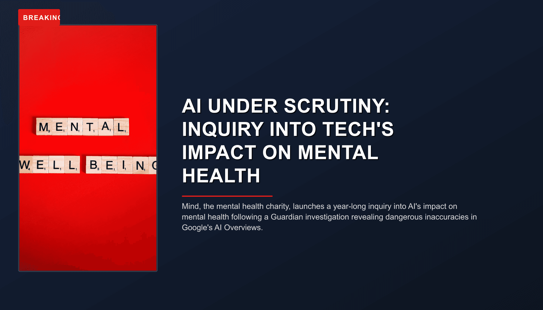 BREAKING: AI UNDER SCRUTINY: INQUIRY INTO TECH'S IMPACT ON MENTAL HEALTH — VPNews