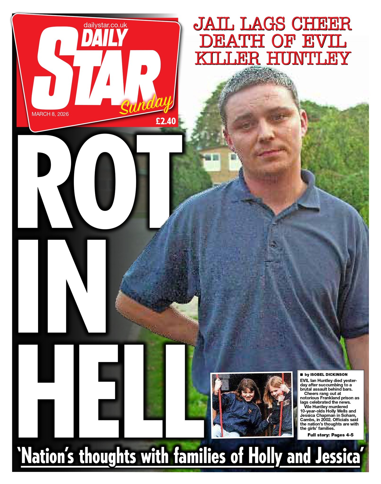 Front page of Daily Star Sunday, 8 March 2026